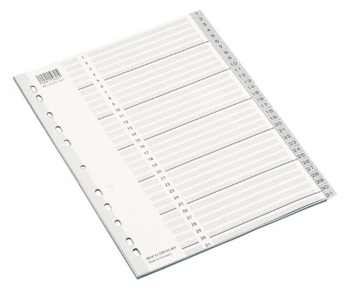 صورة روكو Index Divider، A4، 31‎/‎علامات تبويب 1، علامة التبويب مرقمة، لون رمادي، بلاستيك