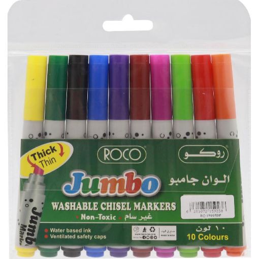 صورة روكو قلم ماركر قابل للغسيل، رأس  مشطوف، الوان متنوعة