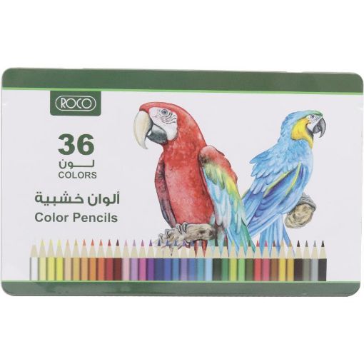 صورة روكو طقم أقلام ألوان خشبية، الوان متنوعة، 36‎ لون
