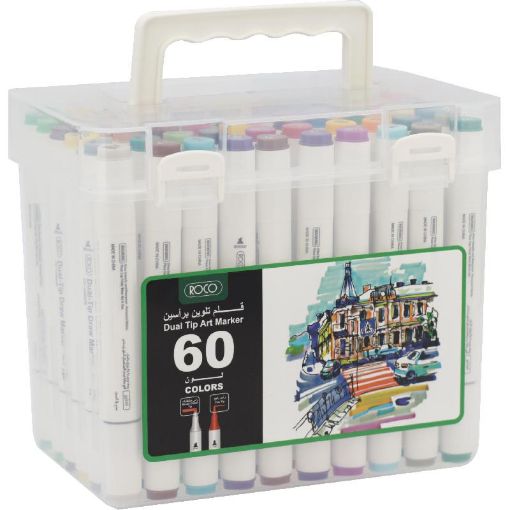 Picture of روكو Sketch Marker (60‎ Colors) قلم ماركر رسم بياني، الوان متنوعة، رأس مزدوج