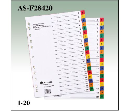 Picture of 1-20 A4 مقسم ملون