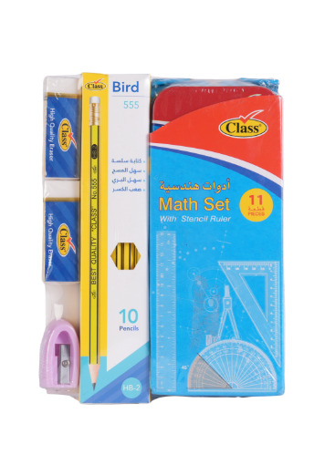 Picture of 10قلم رصاص+علبة هندسة+2محاية+براية