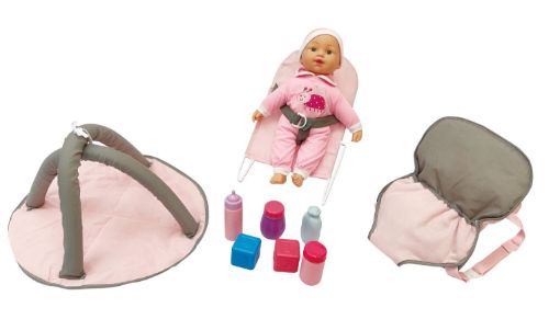 صورة دمية طفل ناعمة 36سم مع مجموعة PLAYPEN