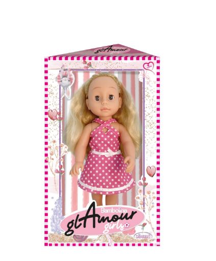 صورة دمية فتاة جليمور 40 سم مع رداء وردي