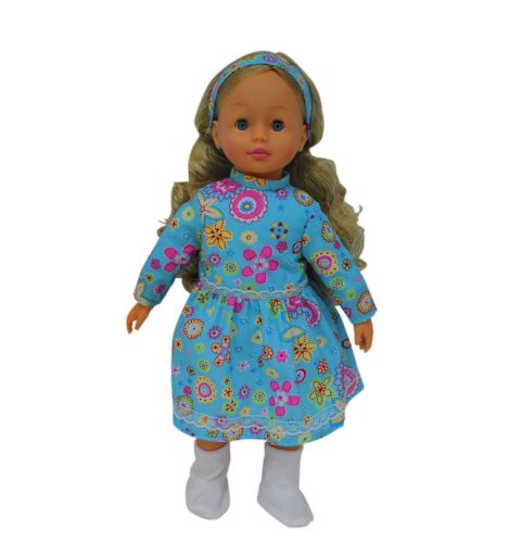 صورة عروسة جيرلز فاشن 46سم فستان سماوي