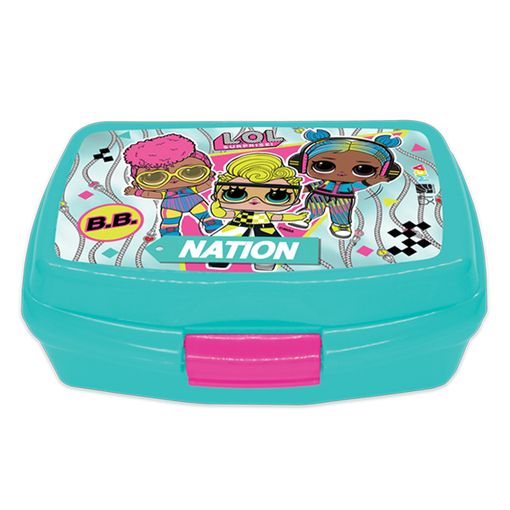 صورة لنش بوكس بلاستيك لول سماوي بقفل